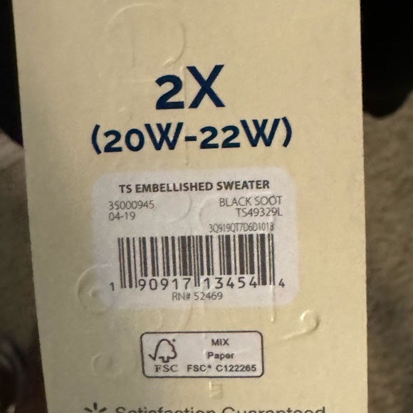 TERRA & SKY LIGHTWEIGHT BLACK SWEATER WITH RHINESTONE ACCENT COLLAR SZ 2X - Picture 6 of 6